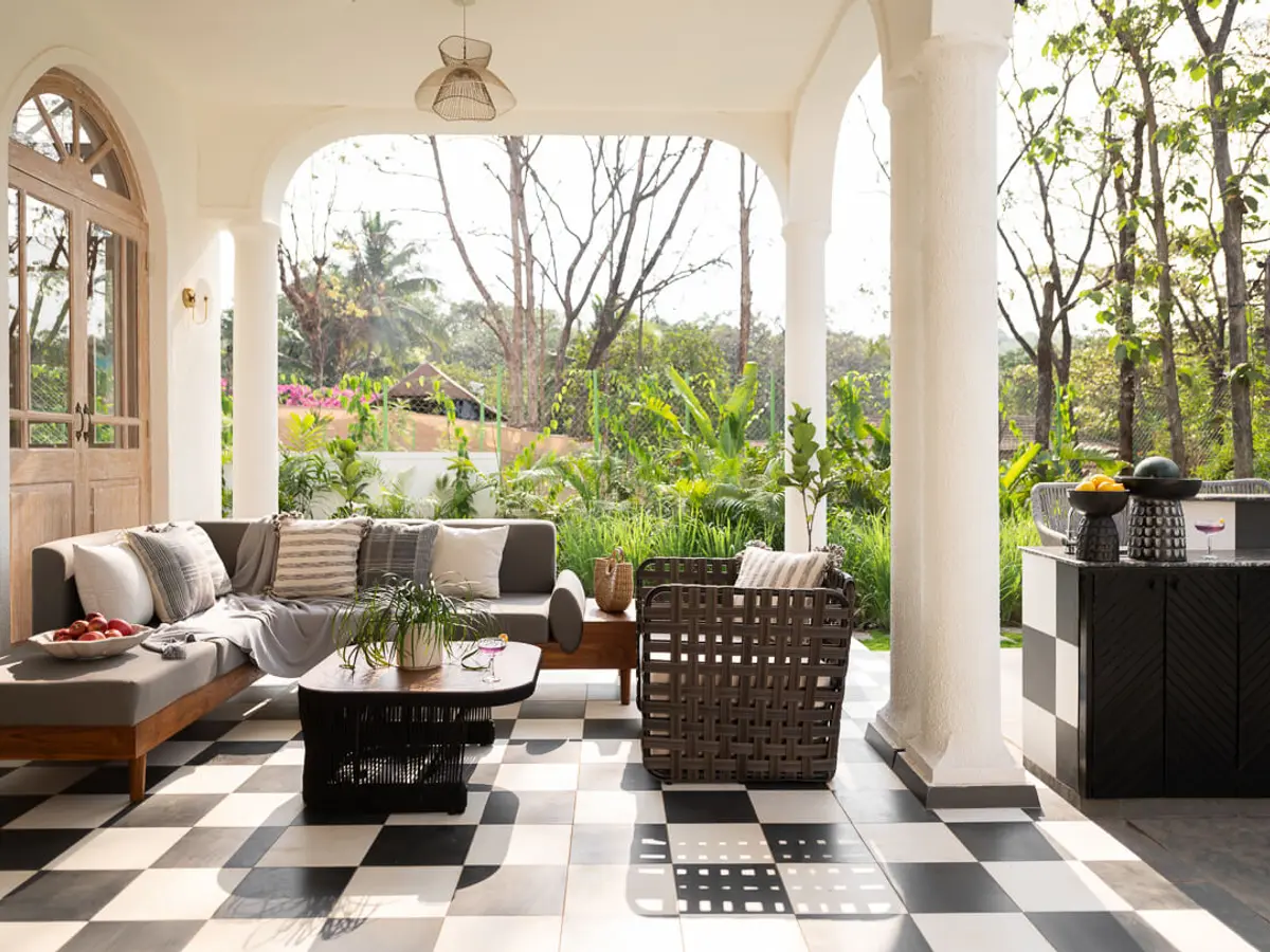 Outdoor Seating at Pool | Villa Feliz by Lohono Stays