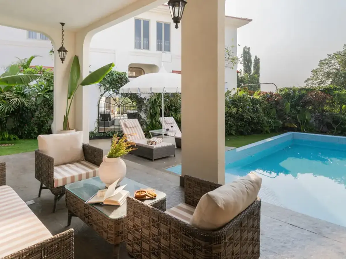 Poolside Seating | Vitalda Serenity Villa, Goa