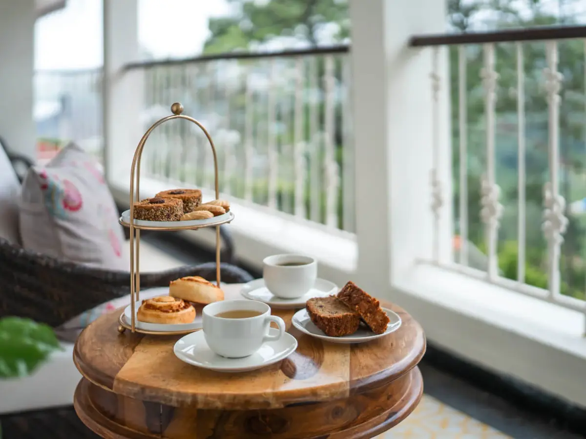 Balcony with Tea garden views | Villa Aikyam