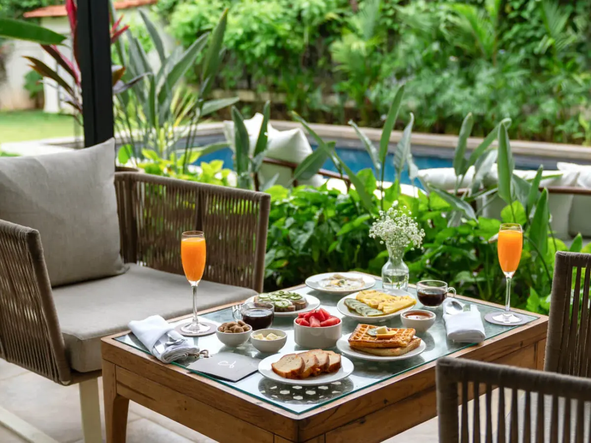 Poolside seating | Siena Villa B by Lohono Stays